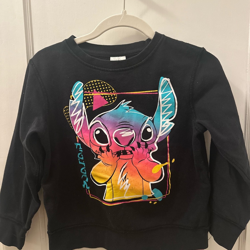 Disney Black Sweatshirt with Colorful Stitch Design